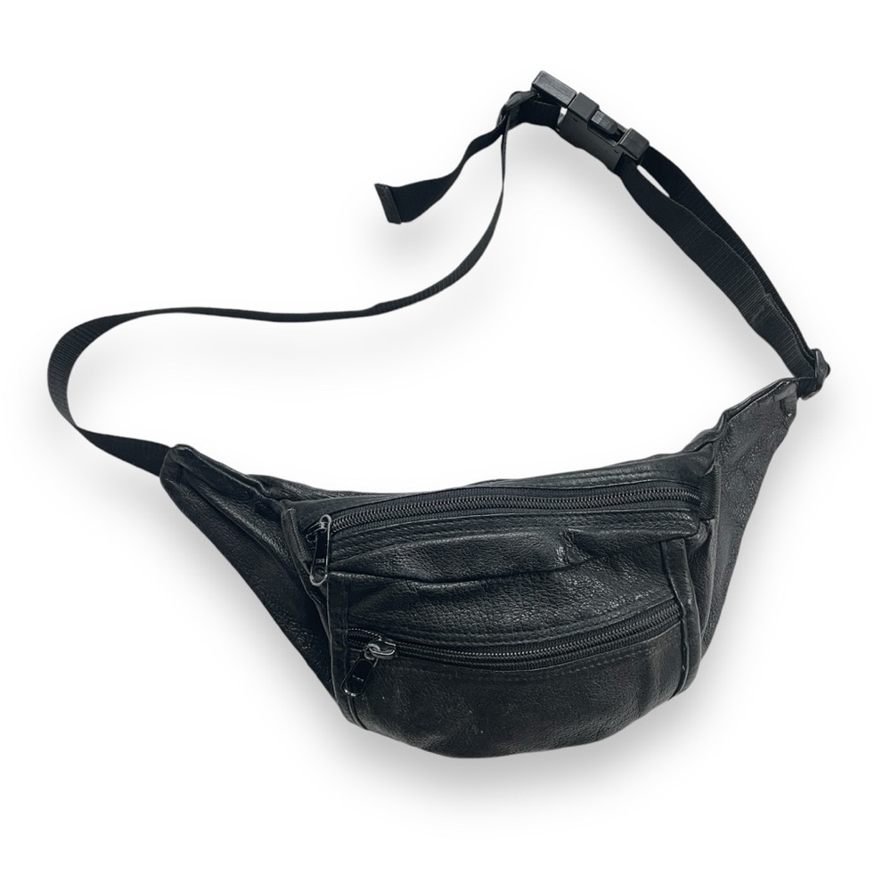 Black Leather Waist Bag / Fanny Pack